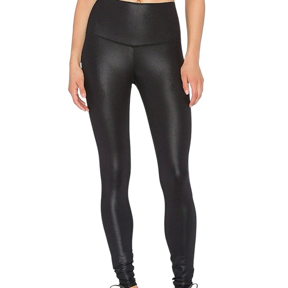 ALO High-Waist SHINY Leggings Large Black - Picture 5 of 11